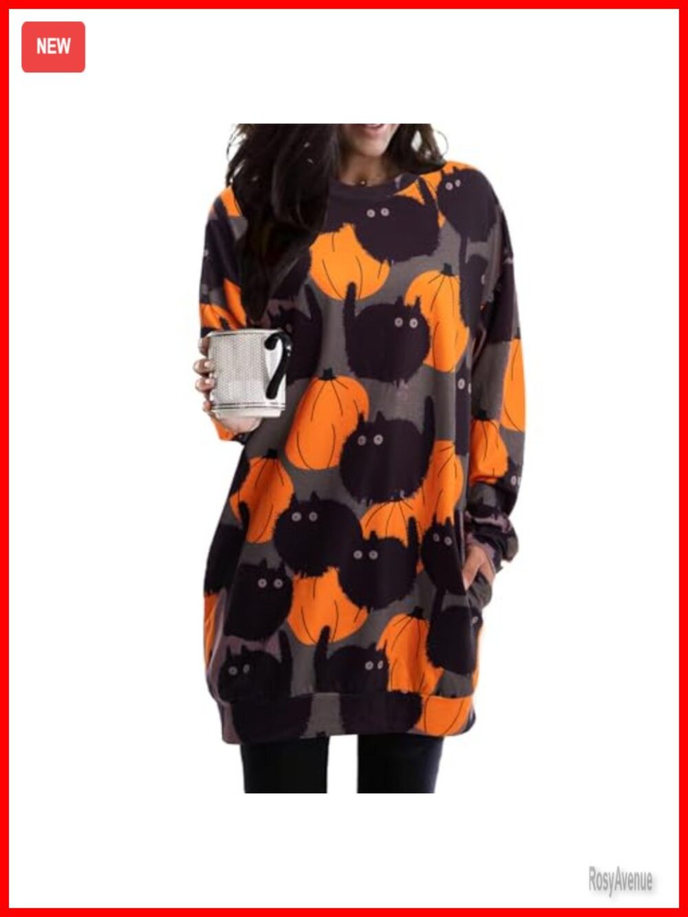 Womens Halloween Pumpkin Sweatshirt Long Sleeve Crewneck Pullover Tunic